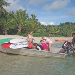 Reef surfing SUP in Fiji