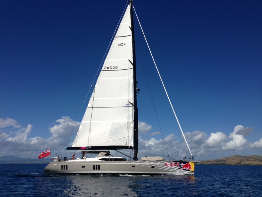 Oyster 885 LUSH heading out of Fiji