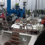 PROTEUS, an Oyster 655 being hauled at Vuda Marina for antifoul by Baobab Marine