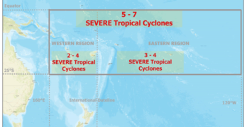 Number of severe TCs forecasted for the RSMC Nadi-TCC AoR